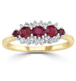 Ruby 0.66ct And Diamond 9k Gold Ring