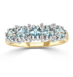 Blue Topaz 3mm And Diamond 9k Yellow Gold Ring
