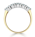 Blue Topaz 3mm And Diamond 9k Yellow Gold Ring