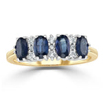 Sapphire 5 X 3mm And Diamond 18k Gold Ring  Fet39-u