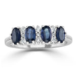 Sapphire 5 X 3mm And Diamond 18k White Gold Ring  Fet39-uy