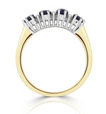Sapphire 5 X 3mm And Diamond 9k Gold Ring