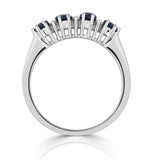 Sapphire 5 X 3mm And Diamond 9k White Gold Ring  A4452