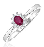 Ruby 4 X 3mm And Diamond 9k White Gold Ring