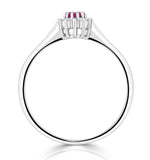 Ruby 4 X 3mm And Diamond 9k White Gold Ring