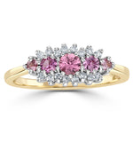 Pink Sapphire And 0.12ct Diamond Ring 9k Yellow Gold