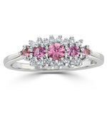 Pink Sapphire And 0.12ct Diamond Ring 9k White Gold