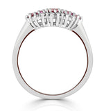 Pink Sapphire And 0.12ct Diamond Ring 9k White Gold