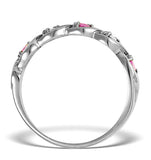 Pink Sapphire And 0.08ct Diamond Ring 9k White Gold