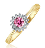 18k Gold Diamond And Pink Sapphire Ring 0.07ct