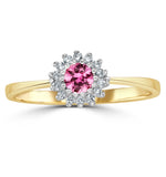 18k Gold Diamond And Pink Sapphire Ring 0.07ct