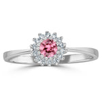 Pink Sapphire And 0.07ct Diamond Ring 9k White Gold