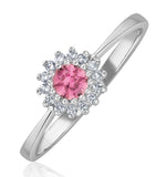 Pink Sapphire And 0.07ct Diamond Ring 9k White Gold