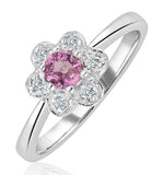 Pink Sapphire And 0.06ct Diamond Ring 9k White Gold