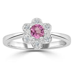 Pink Sapphire And 0.06ct Diamond Ring 9k White Gold
