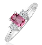 9k White Gold Diamond Pink Sapphire Ring 0.06ct