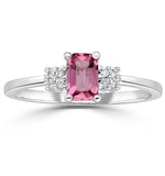 9k White Gold Diamond Pink Sapphire Ring 0.06ct