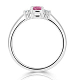 18k White Gold Diamond And Pink Sapphire Ring 0.06ct