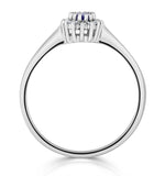 Tanzanite 5 X 3mm And Diamond 9k White Gold Ring  A4323y