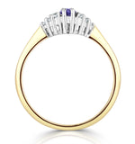 Tanzanite 5 X 3mm And Diamond 9k Gold Ring  A4324