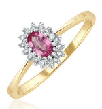 18k Gold Diamond And Pink Sapphire Ring 0.05ct