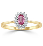 18k Gold Diamond And Pink Sapphire Ring 0.05ct