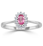 18k White Gold Diamond And Pink Sapphire Ring 0.05ct