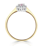 9k Gold Diamond Pink Sapphire Ring 0.05ct