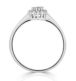 18k White Gold Diamond And Pink Sapphire Ring 0.05ct