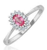 18k White Gold Diamond And Pink Sapphire Ring 0.05ct