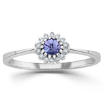 Tanzanite 3.5 X 3.5mm And Diamond 18k White Gold Ring