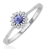 Tanzanite 3.5 X 3.5mm And Diamond 18k White Gold Ring